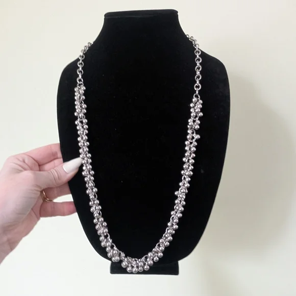 Silvertone Beaded Chain Necklace - Women's Jewelry - Picture 4 of 11